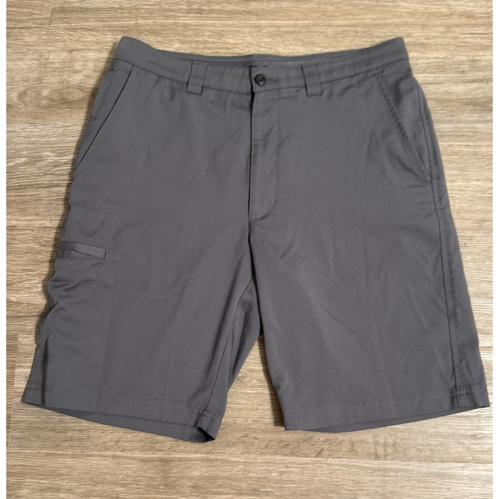 PGA Tour Men 32 Golf Shorts 9.5" Inseam Gray Performance Flat Front Cargo Pocket